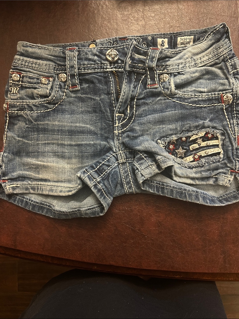 Miss Me Light Blue Distressed Embellished Boyfriend Jeans - Picture 2 of 2